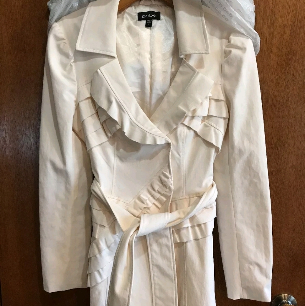 Bebe Ruffle Trench Coat